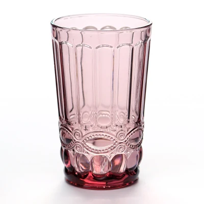 350ml Red A Милая Ретро рельефная стеклянная чашка Бытовая утолщенная термостойкая чайная чашка большая креативная чашка для сока - Цвет: 350ml Red A