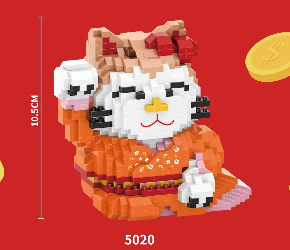 HC мини блоки милый мультфильм кошка модель строительные игрушки Фортуна кошка аниме аукциона фигурки год Brinquedos для детей подарок 5016 - Цвет: 5020
