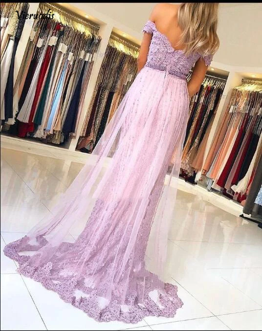 Красивое кружевное вечернее платье с жемчугом лаванды и русалочкой милое