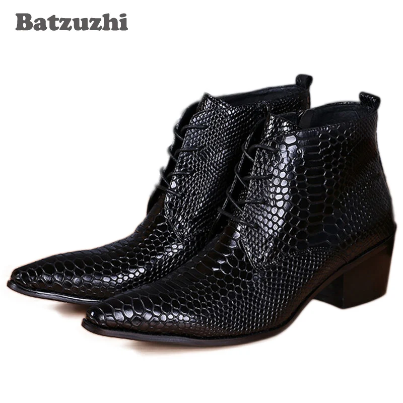 Batzuzhi/модные мужские ботинки в японском стиле кожаные ботильоны с острым носком и
