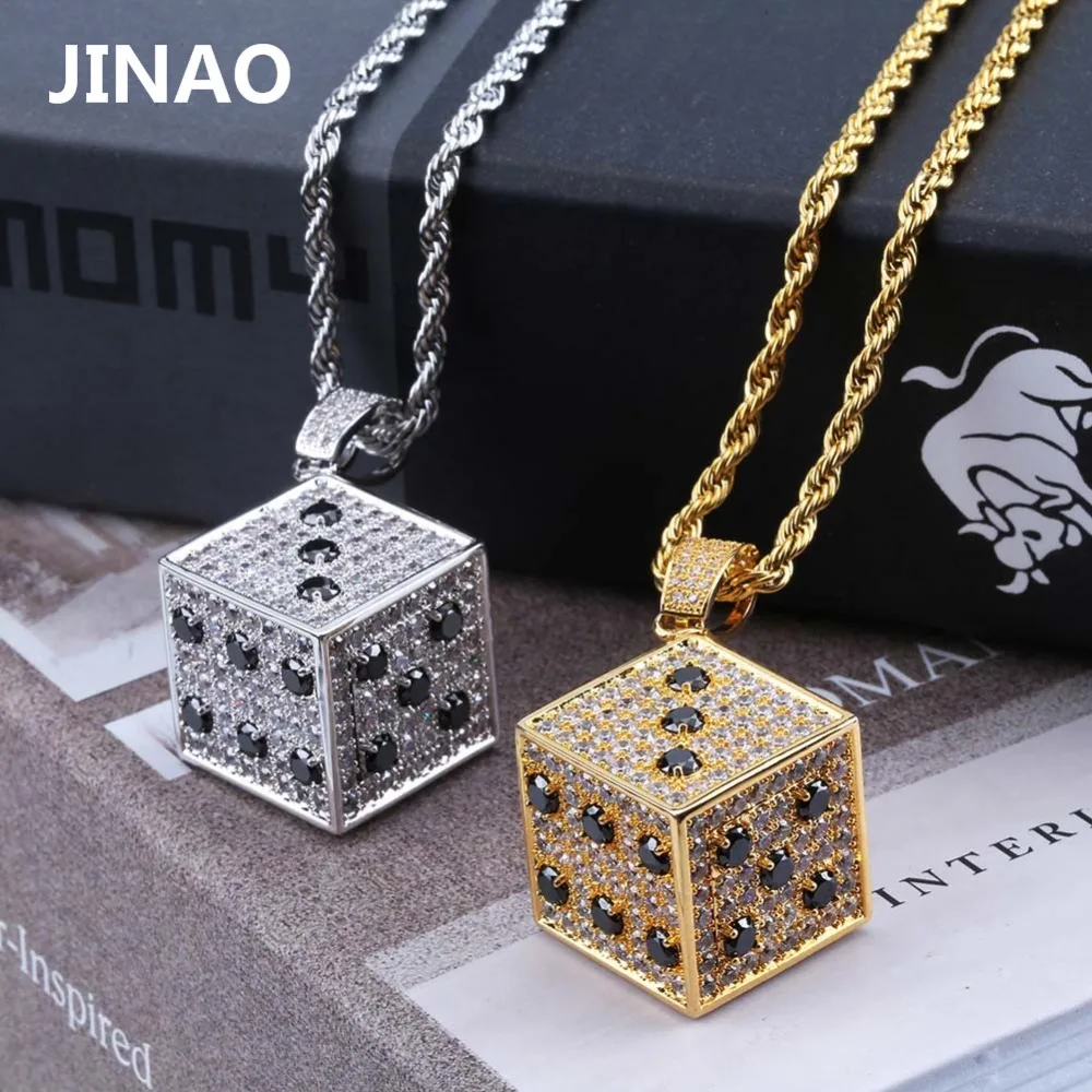 Iced out золото серебро кости мужчины кулон ожерелье Шарм Мода кубический циркон кулон хип хоп квадратный кулон с цепь дополнительно