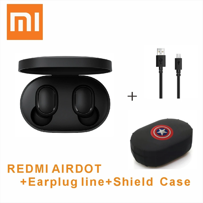 CN shield case Xiaomi Redmi Airdots TWS Bluetooth наушники стерео бас BT 5,0 Eeadphones с микрофоном Handsfree наушники AI управление IPX4 - Цвет: CN shield case