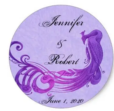 

1.5inch Purple Vintage Peacock Envelope Seal Classic Round Sticker