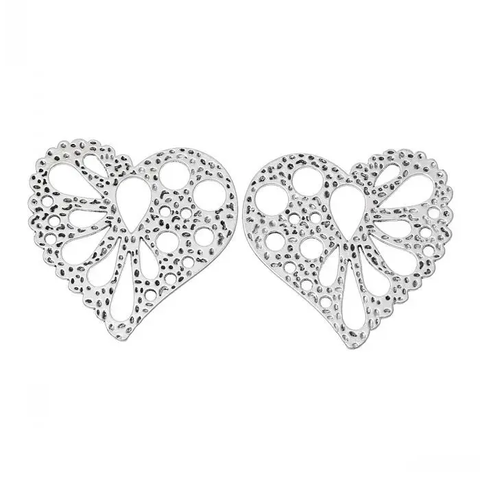 Dorabeads Embellishments Findings Heart Antique Silver 4.9cm x 4.8cm 10 PCs | Украшения и аксессуары