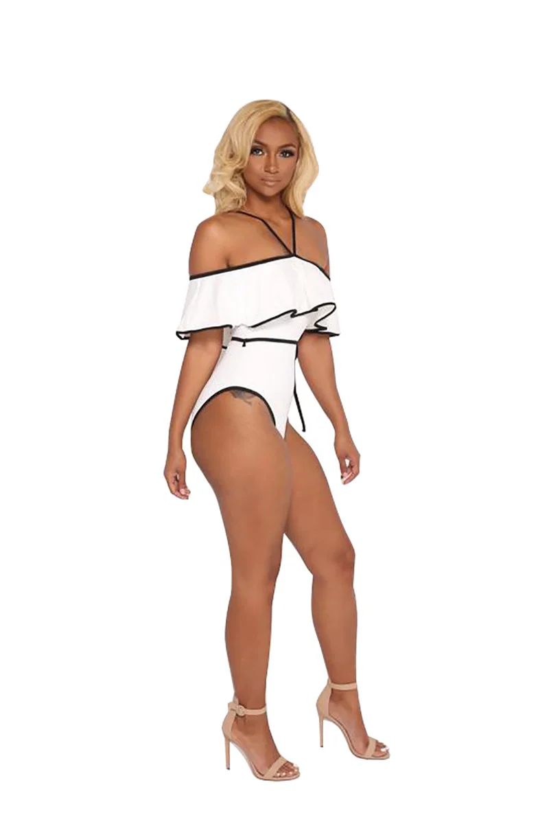 HongMiao 2017 Summer Women Jumpsuit Romper Backless Halter White Ruffle Sleeveless Spaghetti Strap Sexy | Женская одежда