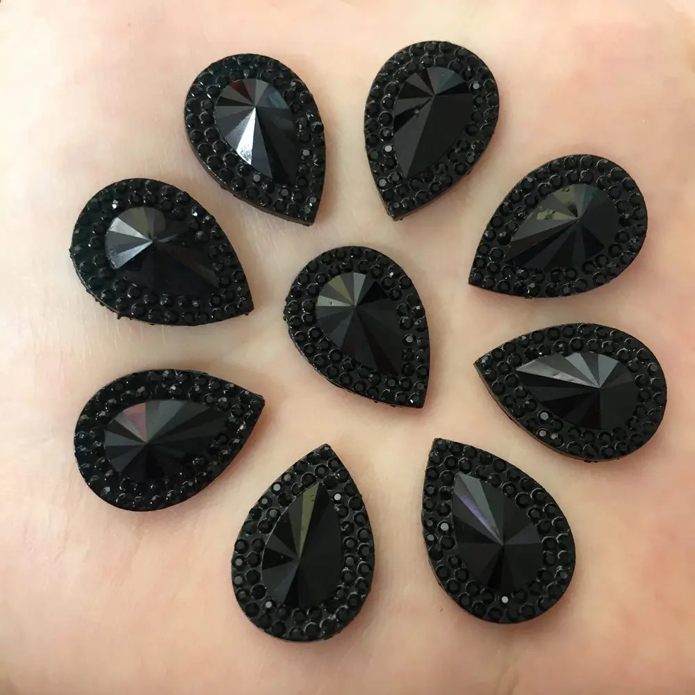 

40PCS resin 13*18mm Black drop Flatback rhinestone scrapbook jewelry making accessories supplies PF505