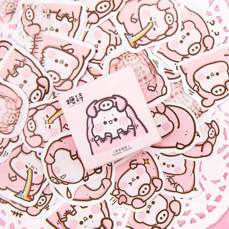 

45 Pcs/Box Animal pink pig paper sticker kawaii decoration DIY Album diary scrapbooking label stickers stationery School Office