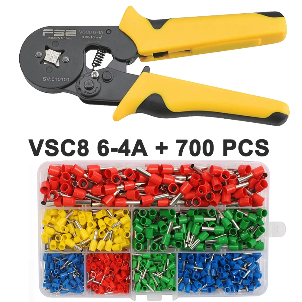 Обжимные плоскогубцы VSC8 10-6A 6-4C VSC9 16-4A 0,08-16mm2 26-5AWG для трубки тип иглы терминал ручные регулируемые инструменты - Цвет: VSC8 6-4A 700 PCS
