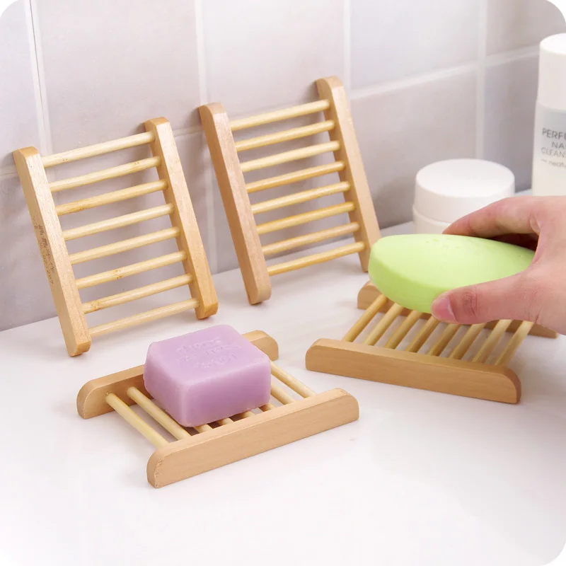 100pcs/lot Natural Wood Soap Dishes Wooden Tray Holder Storage Rack Plate Box Container for Bath Shower Bathroom | Дом и сад