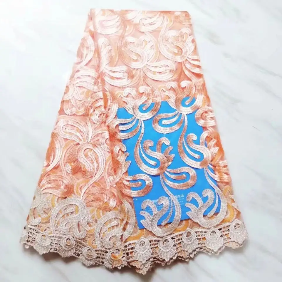 5 ярдов/шт Красивая фуксия французская Сетка кружевная вышивка африканская ткань