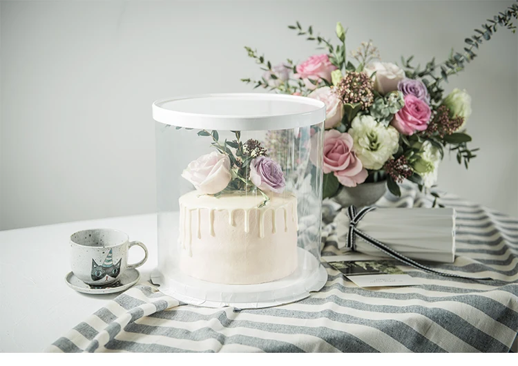 Круглая прозрачная коробка для торта упаковка выпечки 6/8 дюйма на день рождения