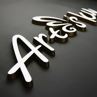 slim solid acrylic led sign letter with golden painting