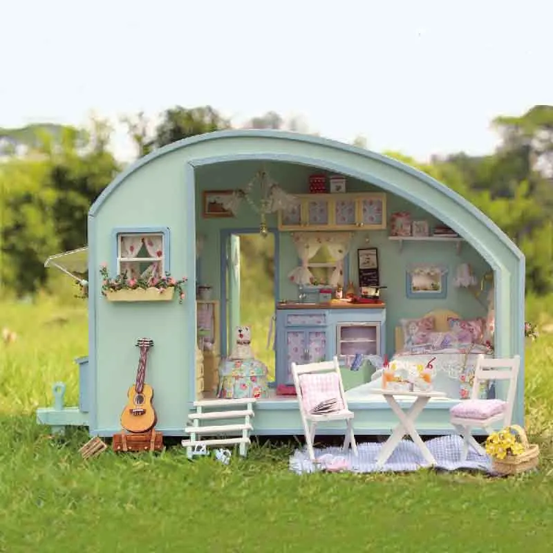 

mylb DIY Wooden Doll House Time Travel House Toy Furniture Miniature Kit Crafts For Kids present Christmas gift fine mini hous