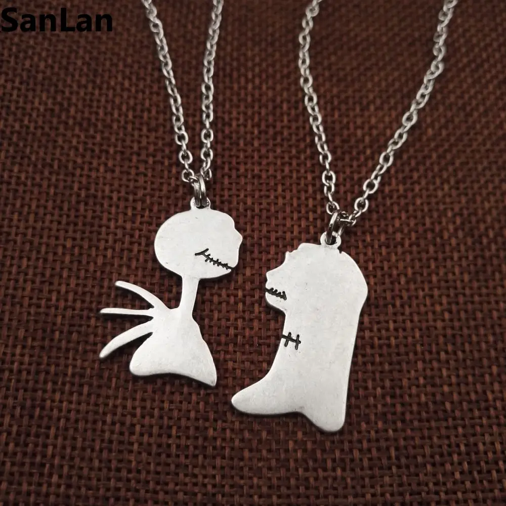 1 pair Clay Jack &amp Sally Best Friends Couples Necklaces Nightmare Before Christmas SanLan | Украшения и аксессуары