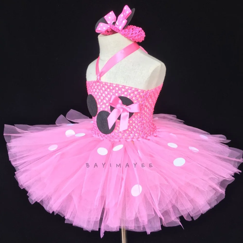 Милое розовое мультяшное платье-пачка для девочек детское Двухслойное вязаное