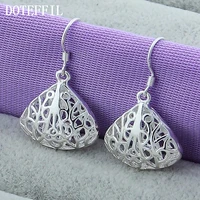 doteffil 925 sterling silver hollow network drop earrings for woman wedding engagement fashion party charm jewelry