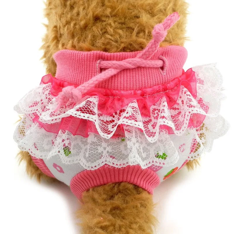 

Pet Lace Side Princess Strawberry Yellow Duck Pattern Physiological Pants Washable Breathable Underwear Small Pet Dogs Supplies