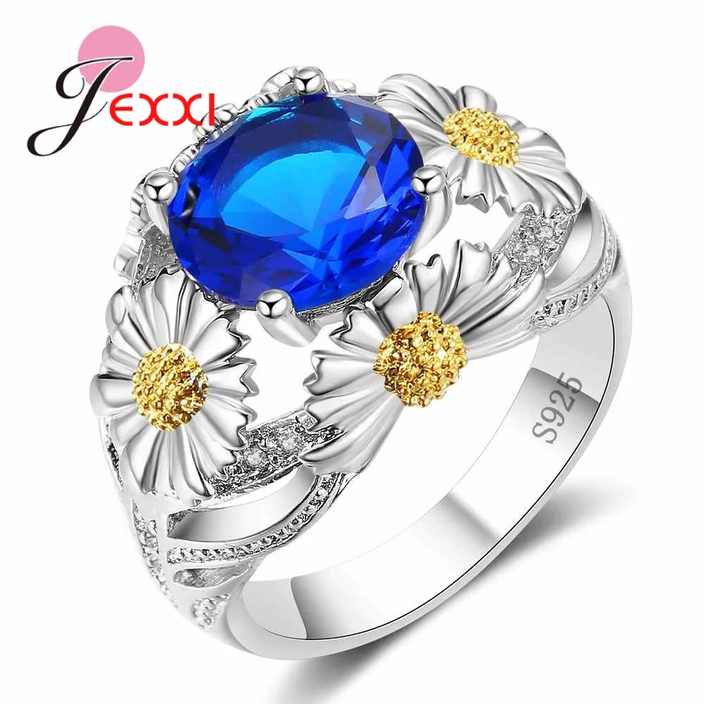 Женское кольцо из серебра 925 пробы с круглым кристаллом|sterling silver rings|silver ringred crystal |