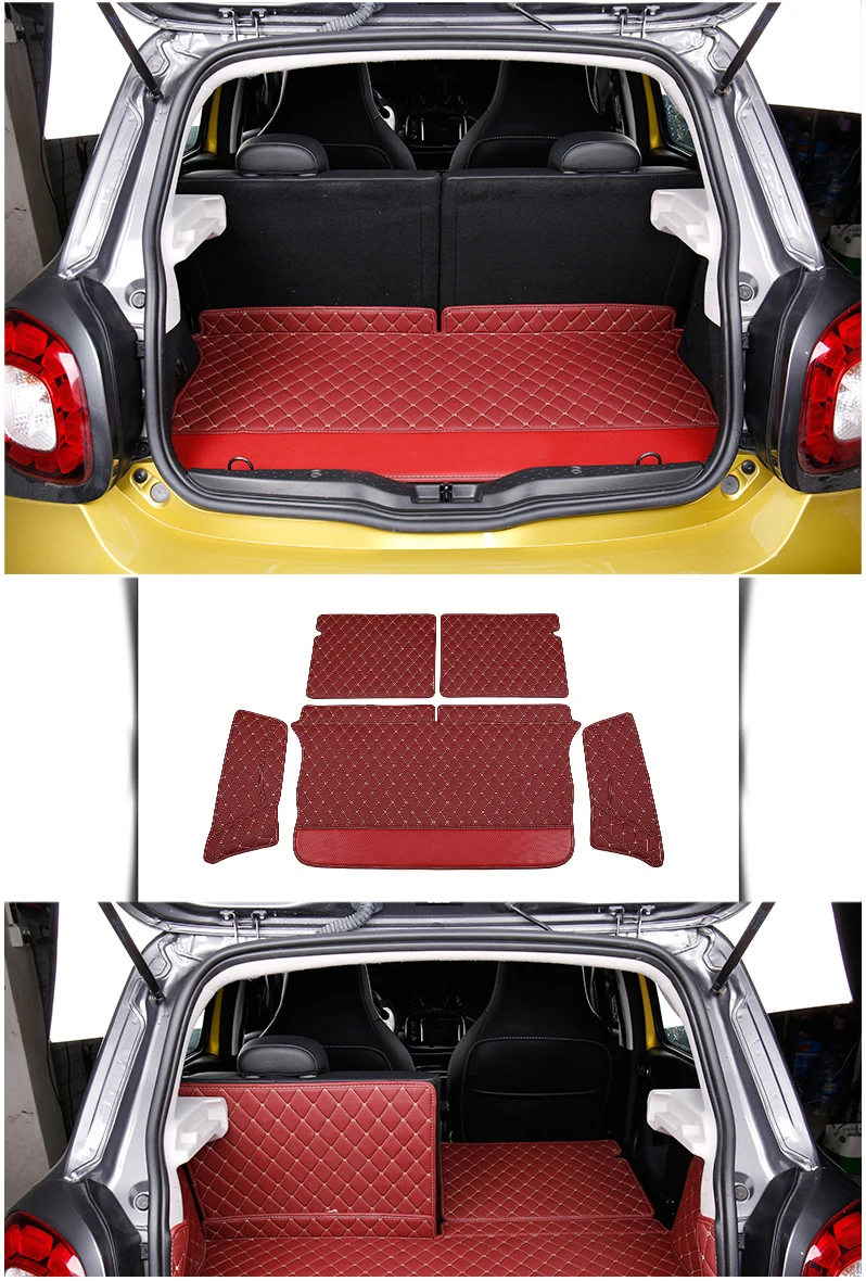 Lsrtw2017 волокна кожи багажник автомобиля коврик для smart Fortwo w453 453