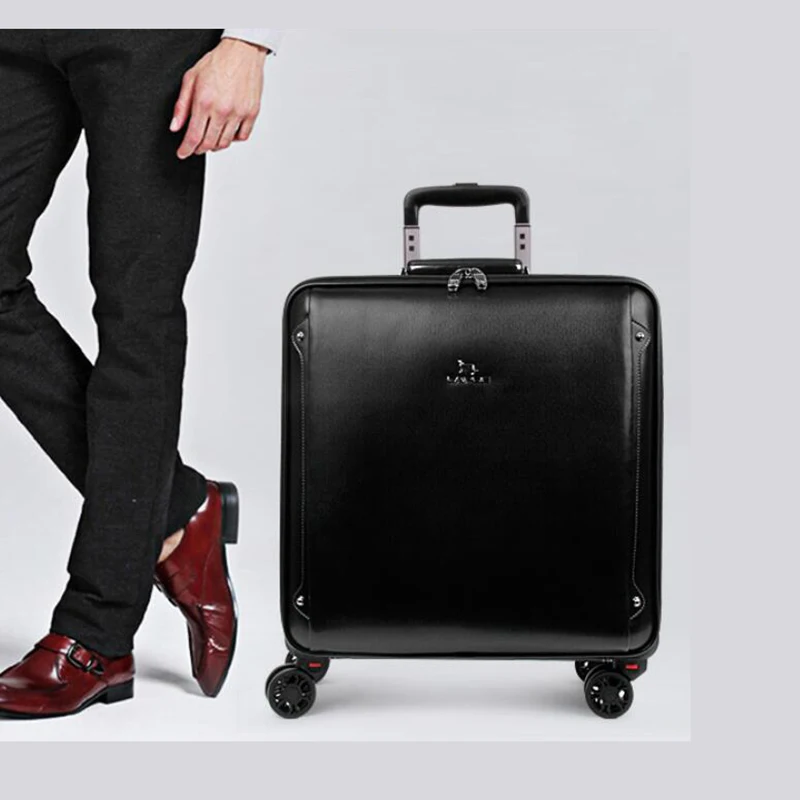 Дорожная тележка TALE Мужская из натуральной кожи на колесиках винтажный Спиннер