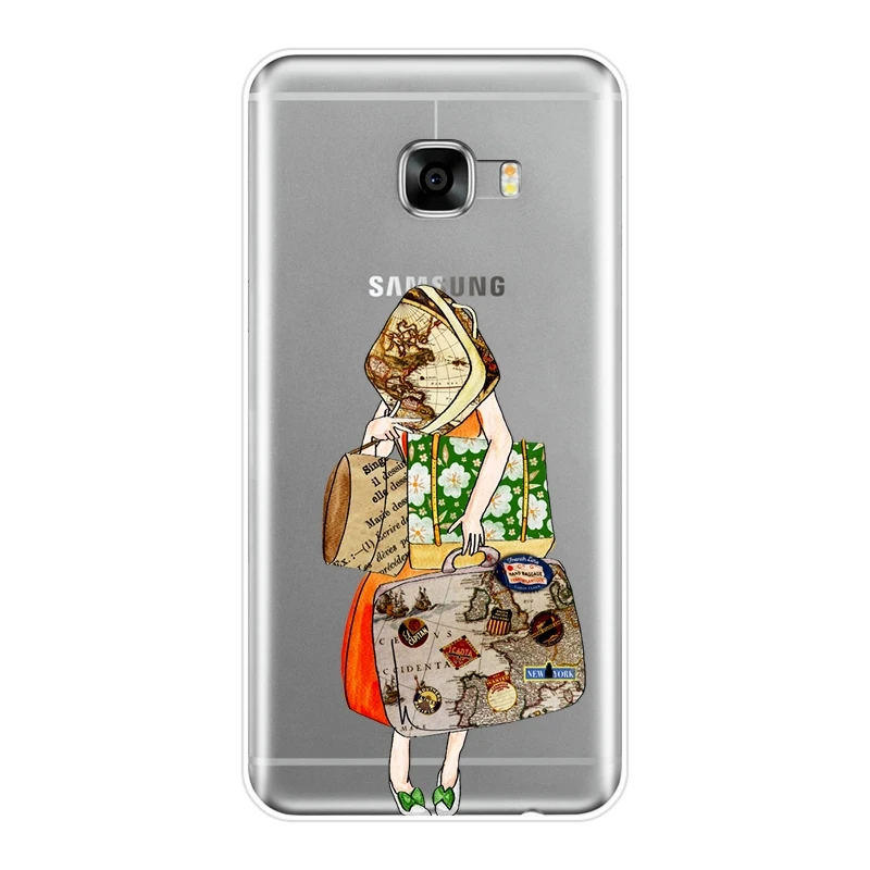 Силиконовый чехол для телефона Samsung Galaxy C5 C7 C9 Pro дорожная девушка камера