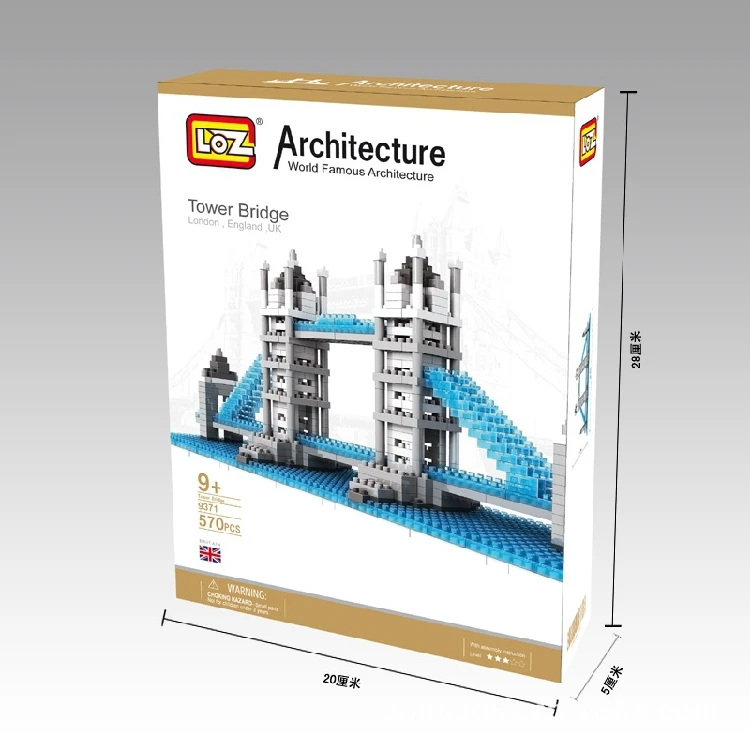 Оптовая продажа LOZ Алмазные архитектурные блоки серии мост мини здания