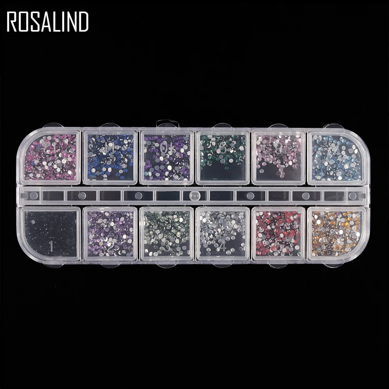 ROSALIND 2 мм микс 12 видов цветов украшения для ногтей круглые цветные камень с
