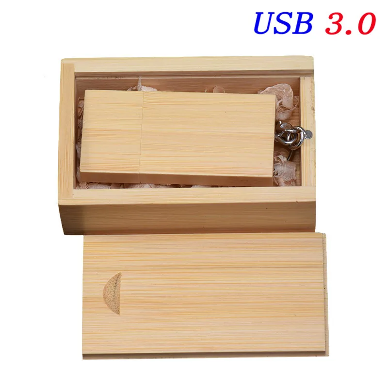 JASTER USB 3,0 5-цветная квадратная деревянная и бамбуковая usb+ цепь+ нажимная коробка USB флэш-накопитель 4 ГБ 8 ГБ 16 ГБ 32 ГБ 64 ГБ диск памяти - Цвет: Bamboo With box