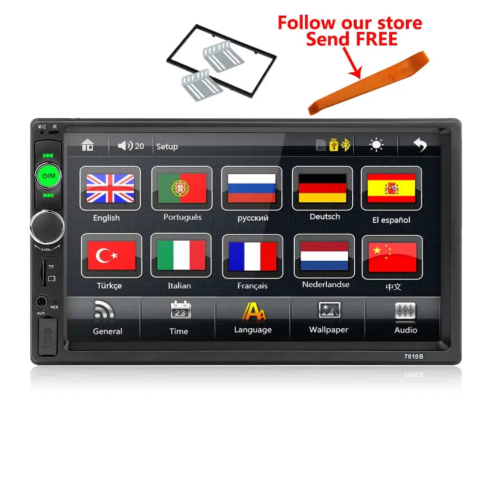 7010B with frame 2 din автомобильное радио Зеркало Ссылка Android 9 Авто радио мультимедиа плеер 7 ''HD сенсорный экран Bluetooth USB FM камера AUX 7010B радио - Цвет: 7010B with frame