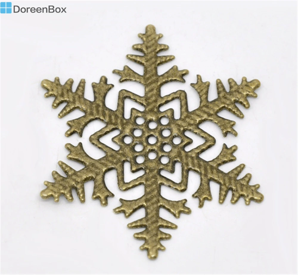Филигранные соединители Doreen Box Lovely 50 в бронзовом цвете со снежинками 45 мм (B14203)|wraps