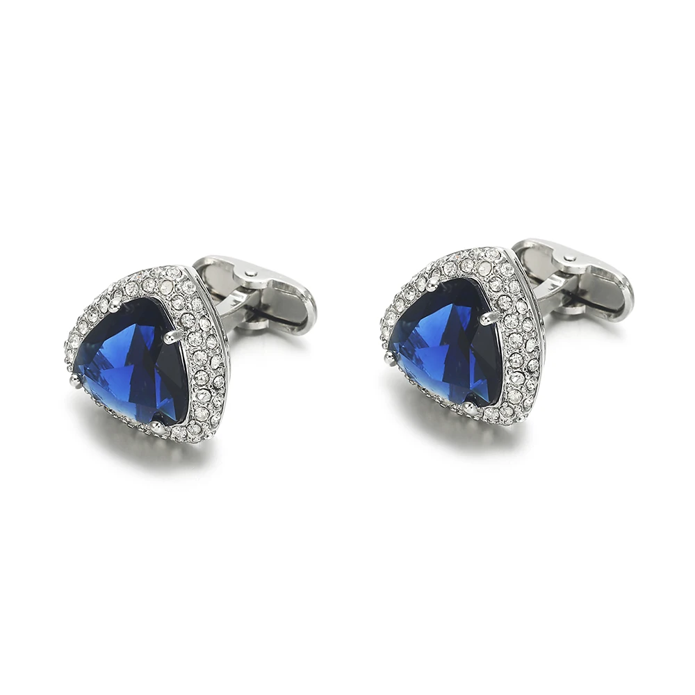 2019 VAGULA High Quality Men's Cufflinks Silver-Plating Gemelos Blue Zircon Shirt cuff links mens jewelry 810 | Украшения и