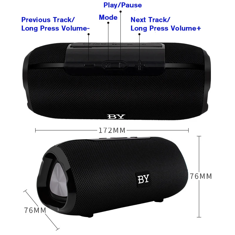 BY6660 Мини Bluetooth Портативный водонепроницаемый беспроводной громкий динамик 10 Вт
