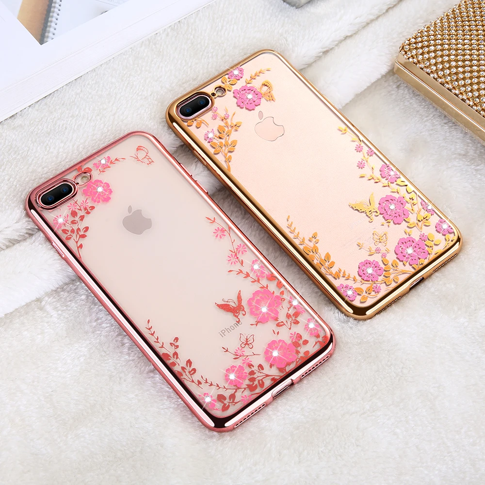 KISSCASE прозрачный цветок чехол для iphone 8 Plus 7 розовый силиконовый iPhone 6 S 5s 5 Se