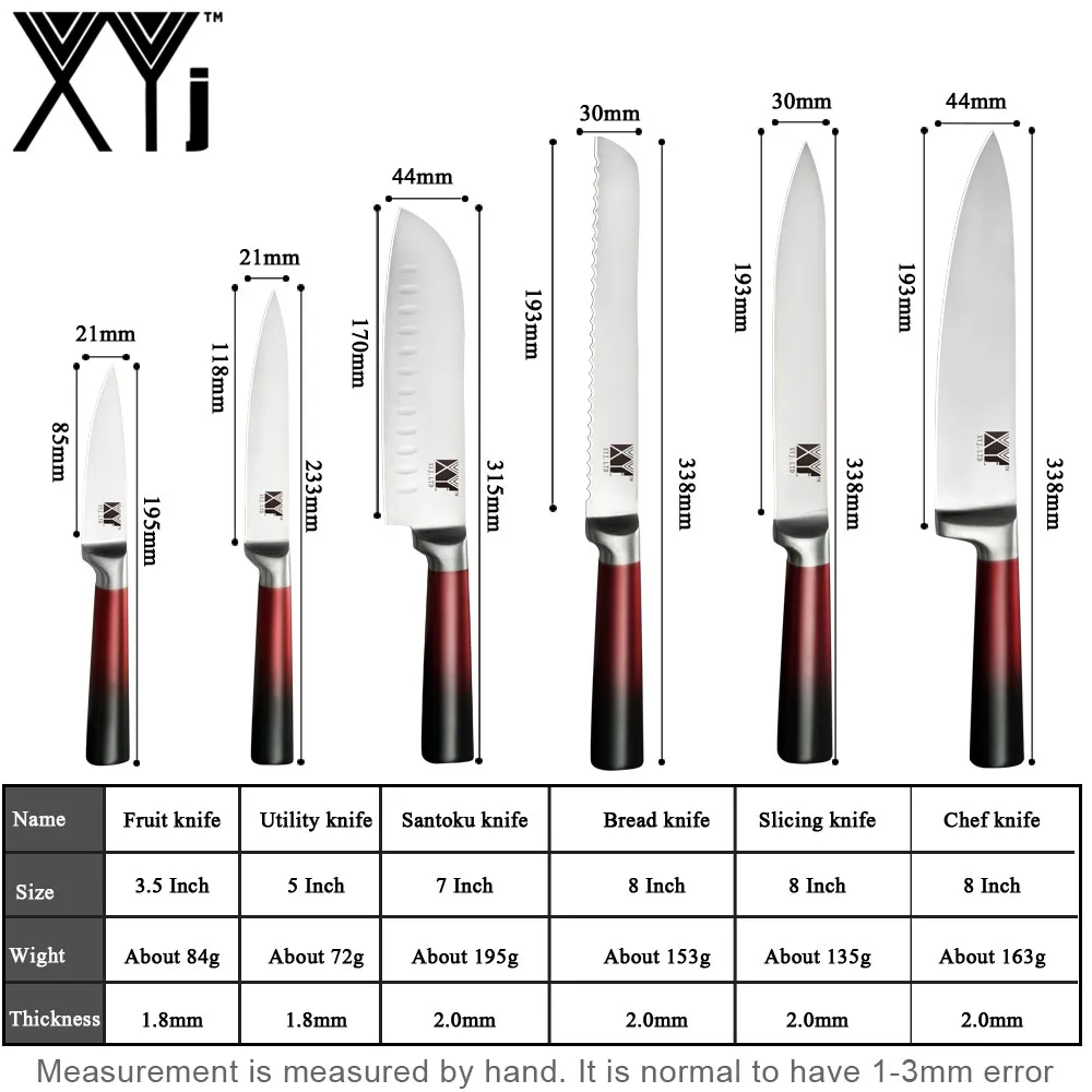 6-piece Knife - Red XYj кухонный держатель для ножа из нержавеющей стали дамасский нож профессиональные ножи Стенд Блок и Секач шеф-повара из нержавеющей стали набор - Color: 6-piece Knife - Red