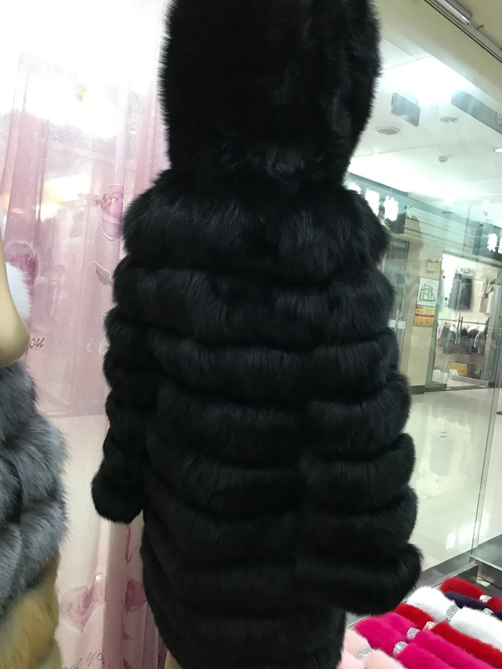 Женское пальто с капюшоном из натурального меха лисы Длинная зимняя верхняя