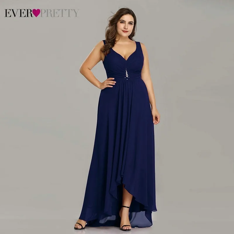 Navy Blue Платья для выпускного вечера размера плюс, длинные,, элегантные, бордовые, трапециевидные, без рукавов, с кристаллами, высокие, низкие, красивые, вечерние платья для особых случаев - Цвет: Navy Blue