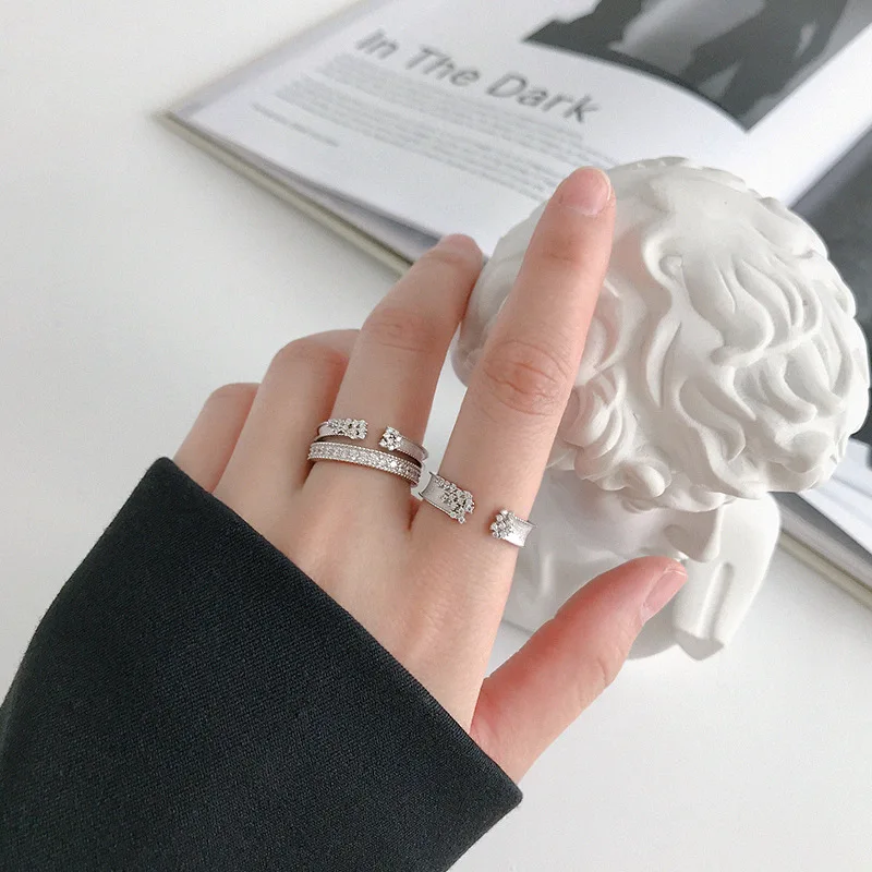 Женское геометрическое кольцо LouLeur из стерлингового серебра 925 пробы с микро