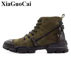 Обувь из натуральной кожи, мужские рабочие ботинки, высокие кроссовки на плоской подошве со шнуровкой, водонепроницаемые ботинки на платформе в ретро-стиле