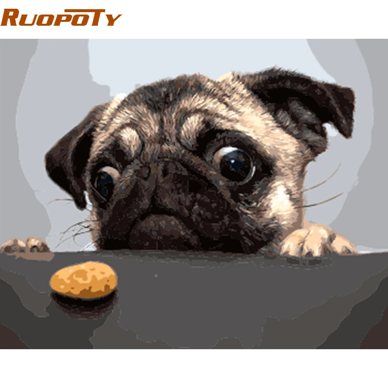 RUOPOTY diy рамка Unframe собака и торт DIY живопись по номерам современное настенное