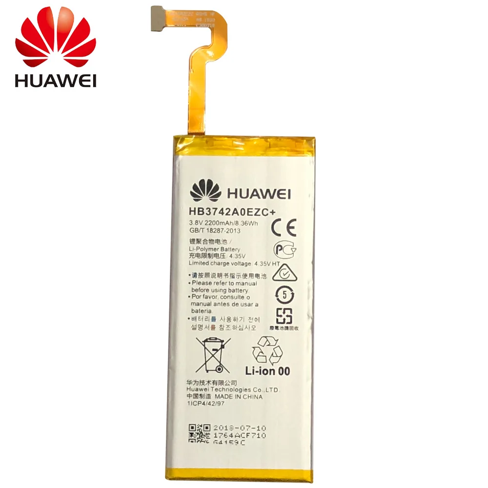 Hua Wei Оригинальная батарея для телефона HB3742A0EZC + настоящая 2200 мАч Huawei Ascend P8 Lite