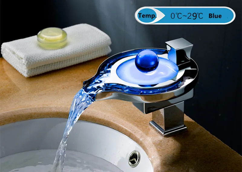 Настенный хромированный латунный водопроводный светодиодный дивертер RGB