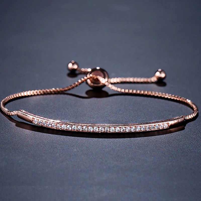 Be 8  Brilliant AAA CZ Pave Adjustable Chain Bracelets Geometric Shape Bangles for Women Fashion Jewelry B104