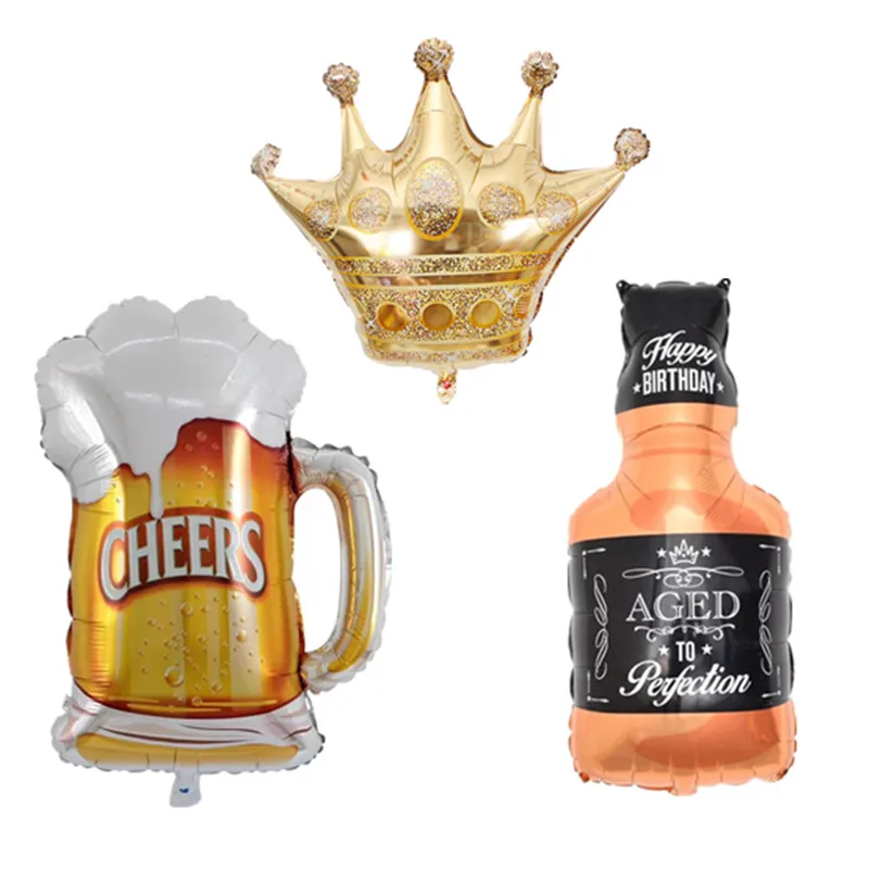 1 шт. Большая Золотая Корона Бутылка для виски пивная кружка шарик из фольги в