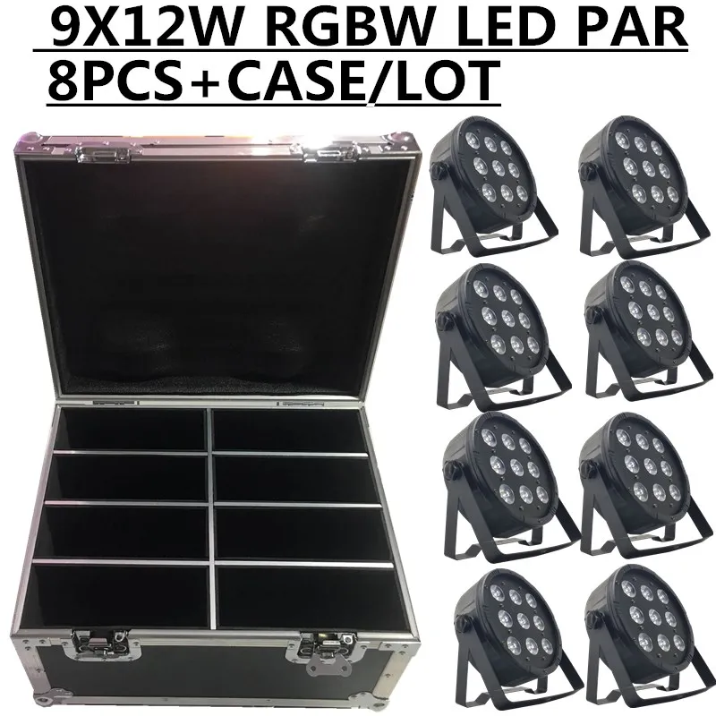 8 шт./9X12W RGBW LED PAR свет + кейс для полета DMX512 управление диско профессиональная сцена