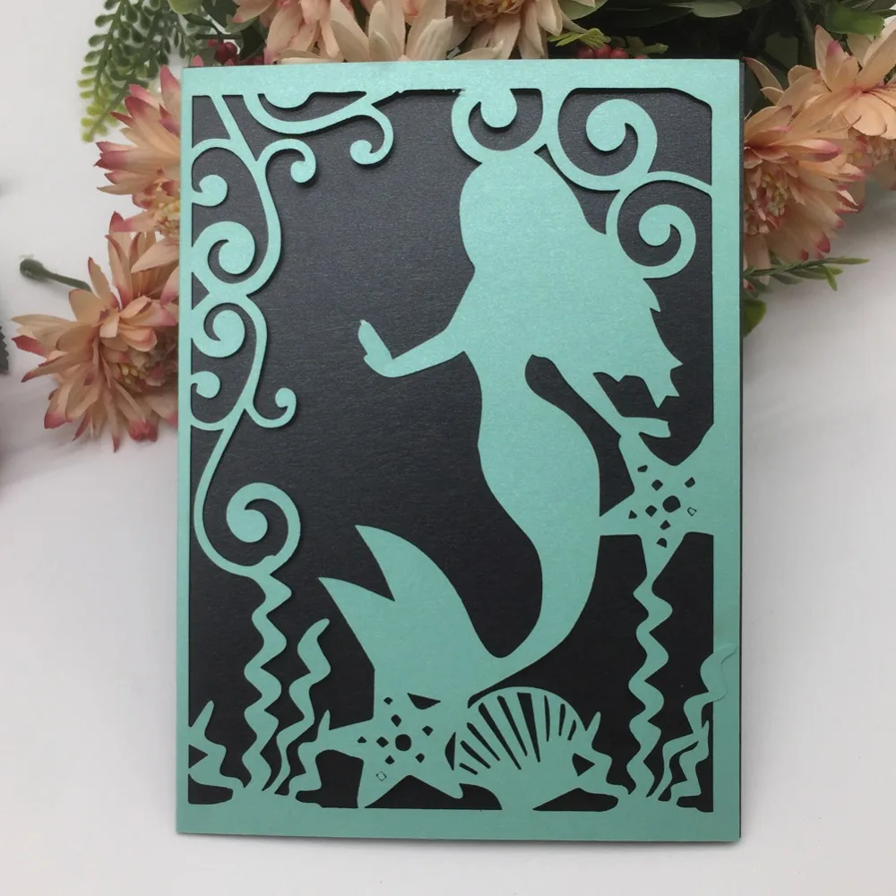 40 шт./лот лазерная резка пригласительная открытка русалки для вечерние НКИ