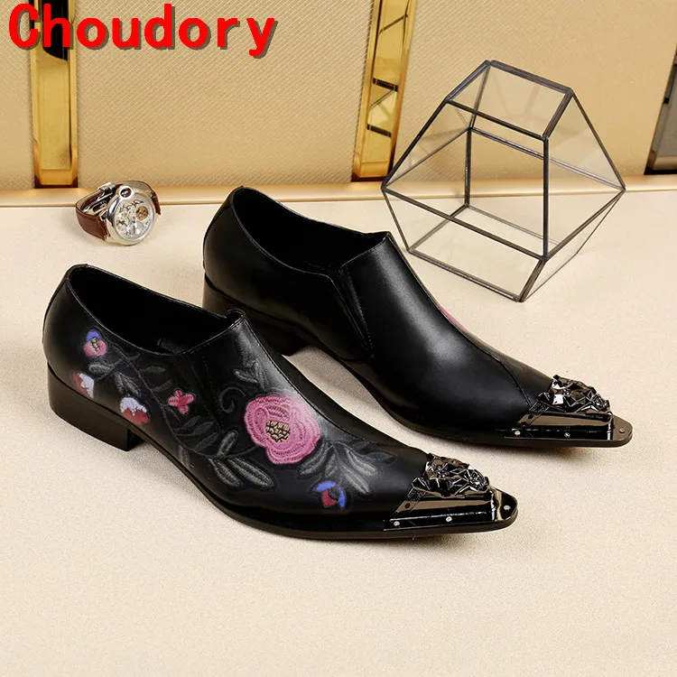Choudory sapato social/модельные туфли с золотым носком мужские элегантные цветочным
