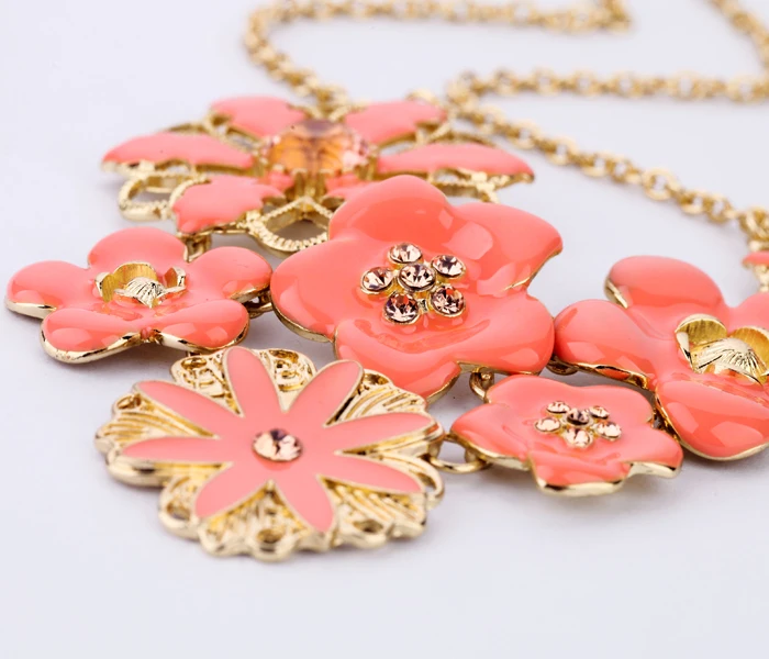Sweat Orange Crystal Flower Necklace For Women Long Bohemia Romantic Jewelry Accessory | Украшения и аксессуары