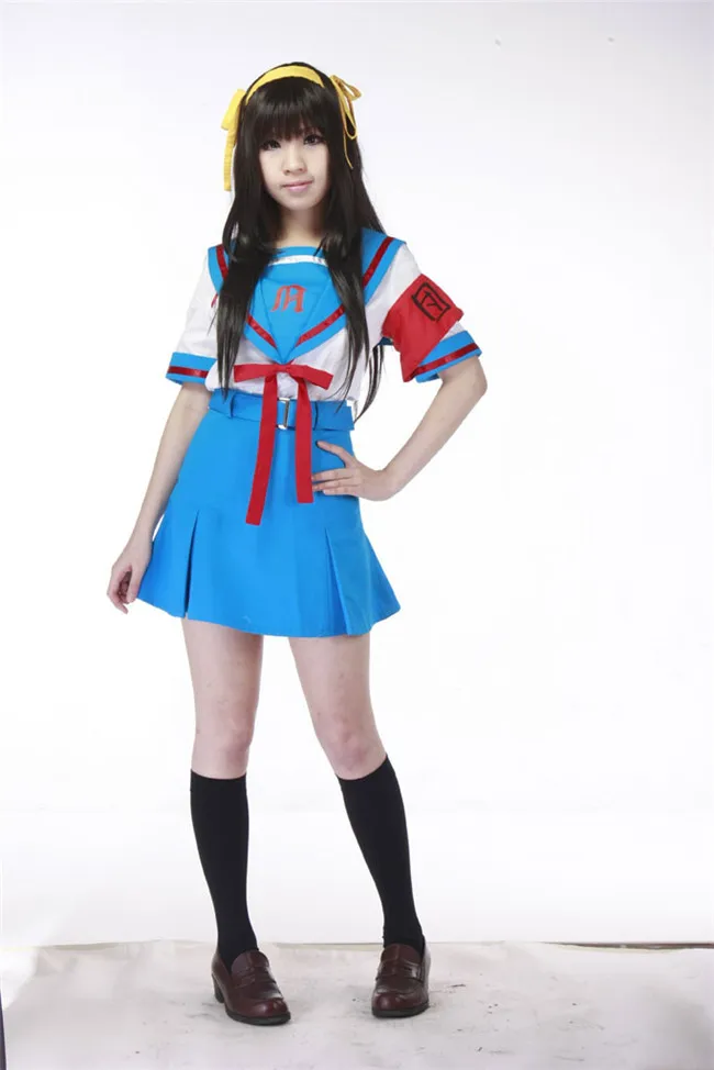 Костюм для Хэллоуина косплея школьной формы летнего сезона Судзумии Харухи улучшенной версии.