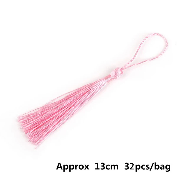 Pink 32 шт./лот, 13 см, длинные кисточки, подвески из полиэстера и шелка, подвески с кисточками для ожерелья и сережек, фурнитура для изготовления ювелирных изделий - Цвет: Pink