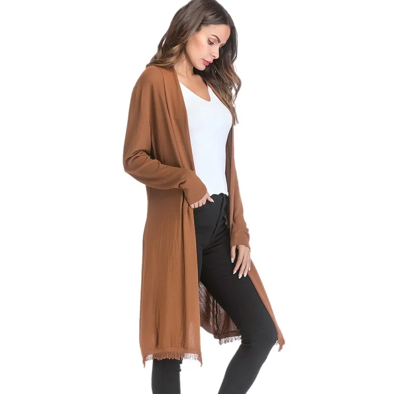 Harajuku Long Tassel Asymmetric Hem Sleeve Cardigan Ladies Autumn Fashion Knitted Sweater Women Coat Casual Cardigans |